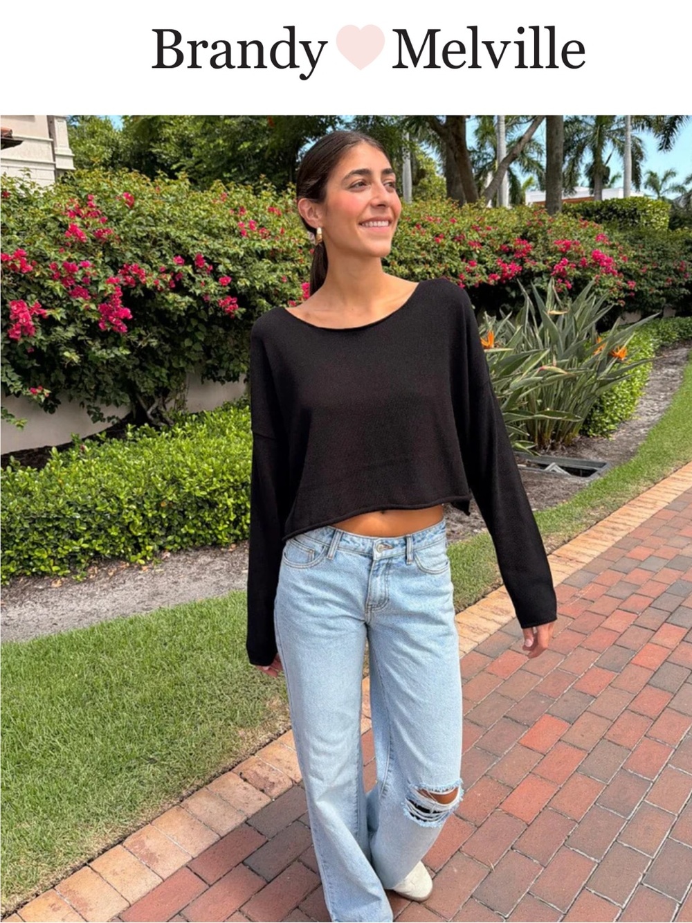 Brandy Melville Black Off-the-Shoulder Cropped Sweater EUC